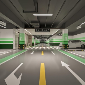 现代地下停车场3D模型下载